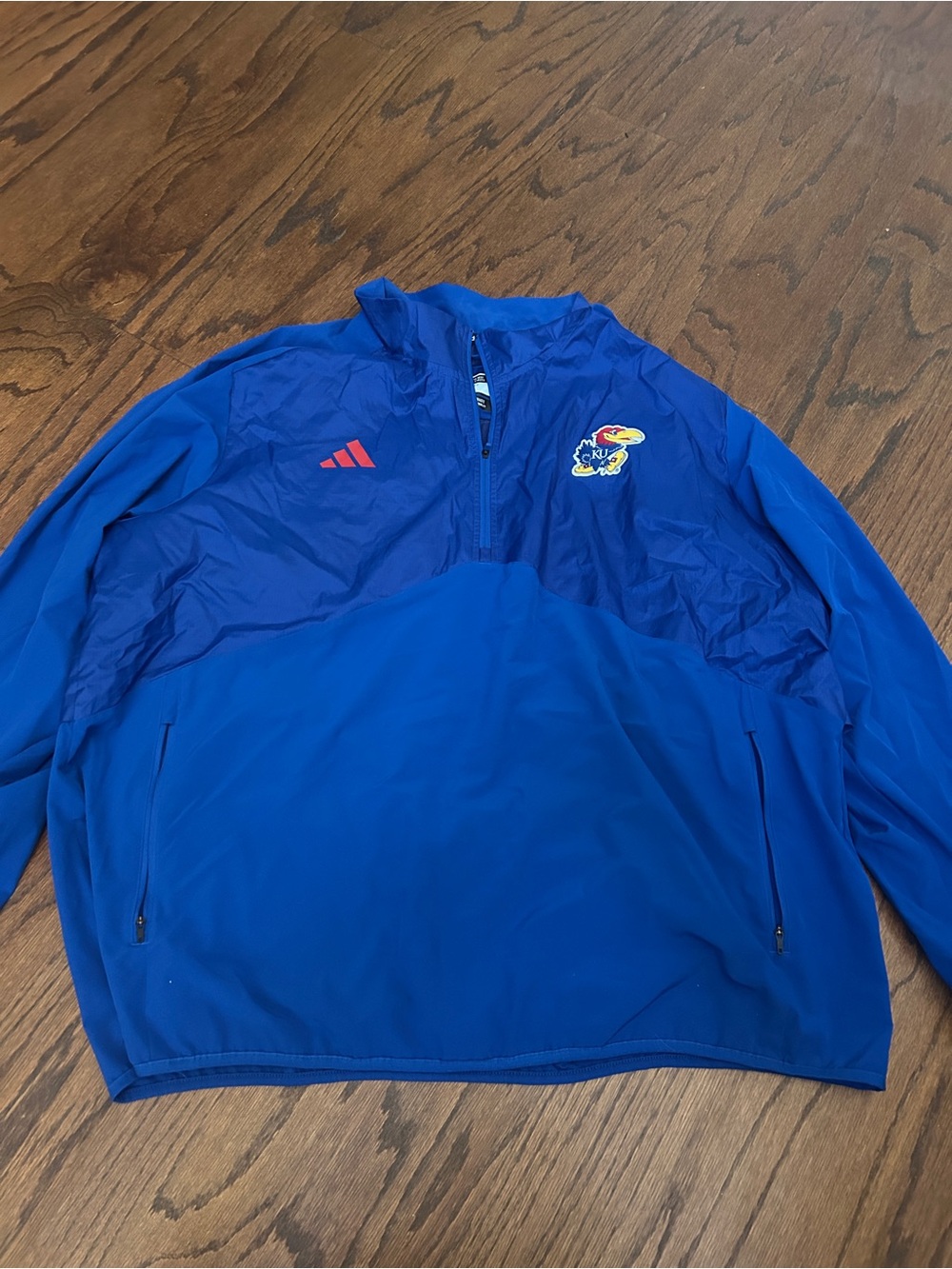 adidas Royal Blue Kansas Jayhawks Quarter-Zip Pullover